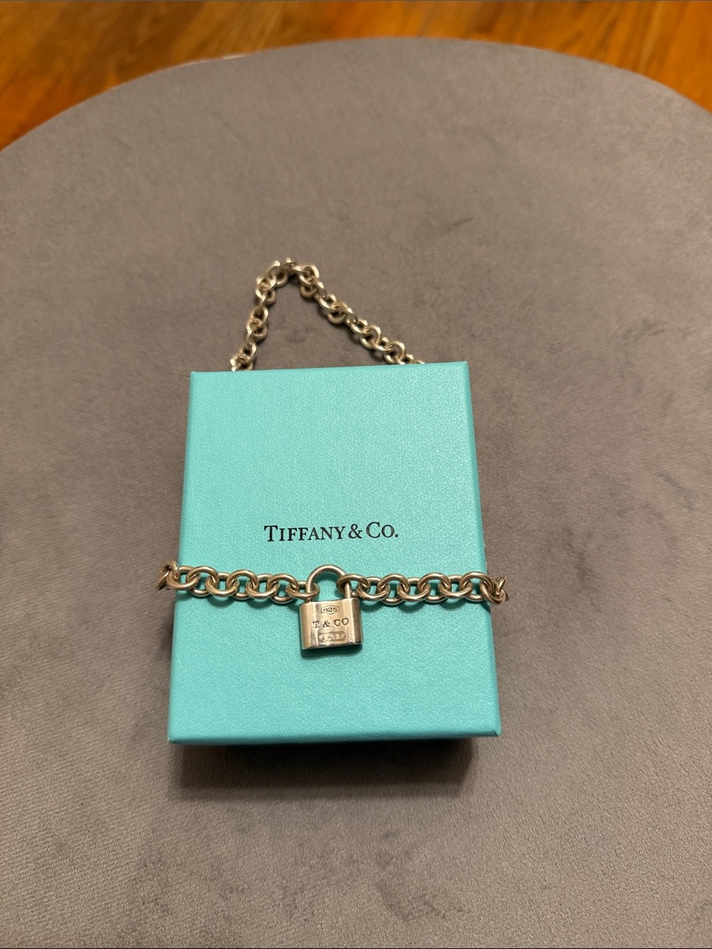 Tiffany & Co. Silver Padlock Necklace with Signature Blue Pouch